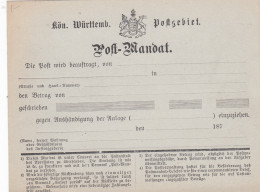 AD Württemberg Postmandaat 1875 - Altri & Non Classificati