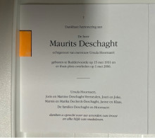 Devotie DP - Overlijden Maurits Deschaght Echtg Hoornaert - Ruddervoorde 1931 - 2006 - Obituary Notices