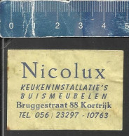 NICOLUX KEUKENINSTALLATIE'S - BUISMEUBELEN - KORTRIJK -  MATCHBOX LABEL  MADE BELGIUM - Scatole Di Fiammiferi - Etichette