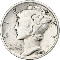 États-Unis, Mercury Dime, 1942, San Francisco, Argent, TTB+, KM:140 - 1916-1945: Mercury (Mercurio)