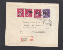 LETTRE RECOMMANDEE D'IXELLES,AVEC 4 TIMBRES AVEC SURCHARGES DIFFERENTES,POUR LUXEMBOURG-VILLE,1948. - 1946 -10 %