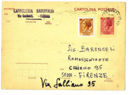 X1794) FERRARA  CARTOLINA POSTALE PUBBLICITARIA STORIA POSTALE SIRACUSANA REPUBBLICA L.40 + L. 30 - Ferrara