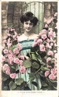 O6 - Carte Postale Fantaisie - Femme - Fleurs - Je Pense Sans Cesse à Vous - Frauen