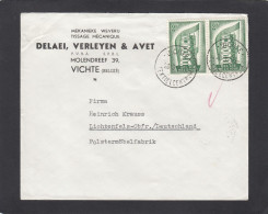 TISSAGE MECANIQUE,VICHTE. LETTRE AVEC 2 TIMBRES "EUROPA 56, 2 FRANCS" POUR LICHTENFELS,ALLEMAGNE. - Lettres & Documents