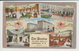 ANTICA CARTOLINA DI HOTEL PONTIAC - OSWEGO - NEW YORK - 1922 - FORMATO PICCOLO - Cafes, Hotels & Restaurants