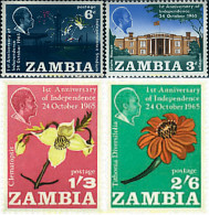 93099 MNH ZAMBIA 1965 1 ANIVERSARIO DE LA INDEPENDENCIA - Zambia (1965-...)
