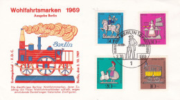 Germany Berlin  FDC1969 MiNr.348-351 Wohlfahrt Zinnfiguren - Eisenbahnen