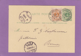 TANNERIE, ALOST. ENTIER POSTAL AVEC AFFRANCHISSEMENT COMPLEMENTAIRE DE BRUXELLES POUR BERNE,SUISSE,1884. - Cartes Postales 1871-1909