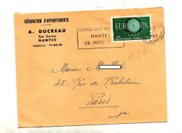 Lettre Flamme Nantes Cross Des Nations Sur Europa - Mechanical Postmarks (Advertisement)