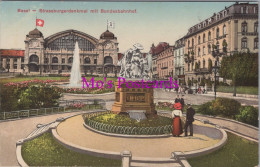 Switzerland Postcard - Basel, Strassburgerdenkmal Mit Bundesbahnhof DZ292 - Basilea