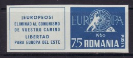 ROMANIA IN EXILE 1960 EUROPA CEPT  STAMP WITH TABLET  MNH IMPERFORATED - 1960