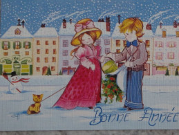 Petit Calendrier Poche 1993 Illustration Bonne Année Enfants Chat Neige - Rue Alphonse Daudet Marseille Bouches Du Rhône - Tamaño Pequeño : 1991-00