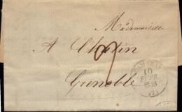 Lettre De Cambray ( 57 ) Pour Grenoble ( 27 ) Isere, 1838 - 1801-1848: Précurseurs XIX