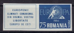 ROMANIA IN EXILE 1960 EUROPA CEPT  STAMP WITH TABLET  MNH IMPERFORATED - 1960