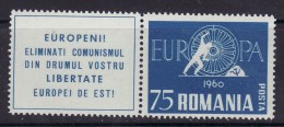 ROMANIA IN EXILE 1960 EUROPA CEPT  STAMP WITH TABLET  MNH - 1960