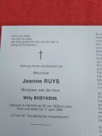 Doodsprentje Jeanne Ruys / Hamme 25/5/1928 - 11/4/1994 ( Willy Boeykens ) - Godsdienst & Esoterisme