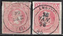 GREECE Cancellation ΑΜΦΙΣΣΑ 45 Type II + III On Small Hermes Heads 20 L Red Imperforated - Usados