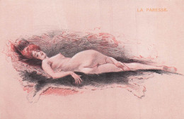 ILLUSTRATEUR VALLET LES SEPT PECHES CAPITEUX OU CAPITAUX LA PARESSE  FEMME NUE - Vallet, L.