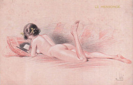 ILLUSTRATEUR VALLET LES SEPT PECHES CAPITEUX OU CAPITAUX LE MENSONGE FEMME NUE - Vallet, L.