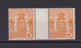 MONACO 1924 TIMBRE N°75 NEUF** ARMOIRIE PAIRE AVEC INTERVALLE - Ungebraucht