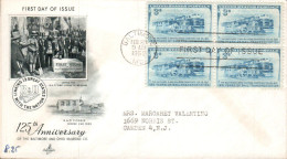 USA ETATS UNIS LETTRE FDC 125 ANS RAIL TRANSPORT 1952 - 1851-1940