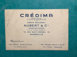 13/Marseille Carte De Visite  Crédima  Agents Exclusifs Aubert & Cie - Cartes De Visite