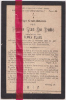 Devotie Doodsprentje Overlijden - Petrus Van De Putte Wedn Flora Playe - Heusden 1839 - Gent 1917 - Esquela