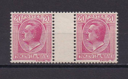 MONACO 1924 TIMBRE N°79 NEUF** LOUIS II PAIRE AVEC INTERVALLE - Nuovi