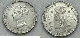 3762 ESPAÑA 1905 ALFONSO XIII - 2 PESETAS 1905 SMV - Sammlungen