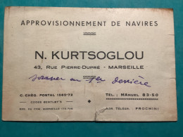 13/ Marseille .carte De Visite Approvisionnement De Navires N.kurtsoglou - Cartoncini Da Visita
