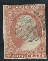 [1851-1857] USA Scott 10A 3 Cents Washington Type II. - Used Stamps