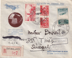 LETTRE. MAROC. 25° ANNIVERESAIRE DE LA PREMIERE LIAISON CASABLANCA/DAKAR. RECOMMANDE CASABLANCA 11 MARS 1950 - Luftpost