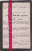 Devotie Doodsprentje Overlijden - Maria Impens Wed Franciscus Rollé - Heusden 1835 - 1916 - Obituary Notices