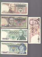 5 Billets De Banque Pologne    50000  Zloty  10000 Zloty  5000 Zloty  1000 Zloty  100 Zloty - Andere - Europa