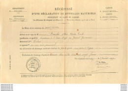 RECEPISSE D'UNE DECLARATION DE DOMMAGES MATERIELS DE GUERRE  CAPITAINE BRUCHE  1919 - Otros & Sin Clasificación