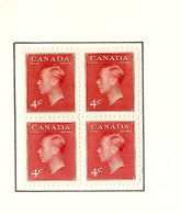 Canada  Stamps Year 1952 Block Of 4 * HINGED 2 Stamps - Ongebruikt