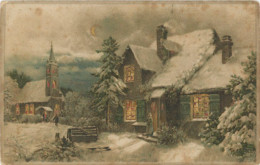 Hold To Light Card  House And Church Snow - Halt Gegen Das Licht/Durchscheink.