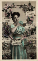 O6 - Carte Postale Fantaisie - Femme - Amour Eternel, Amour Sincère, Fidélité, Je Pense à Vous, Tendresse, Ne M'oubliez - Femmes