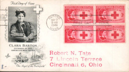 USA ETATS UNIS LETTRE FDC 1948 CLARA BARTON CROIX ROUGE - 1941-1950