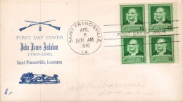 USA ETATS UNIS LETTRE FDC 1940 JOHN AUDUBON - 1941-1950