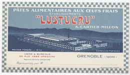 Carte Commerciale Pâtes Alimentaires Aux Oeufs Frais " Lustucru " A. Cartier-Millon, Grenoble ( Isère )((dd) - Pubblicitari