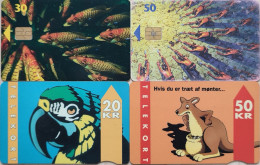 4 Cards. Kangaroo. Parrot. Fish - Denemarken