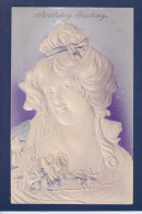 CPA Art Nouveau Gaufrée Embossed Femme Woman Non Circulée - Antes 1900