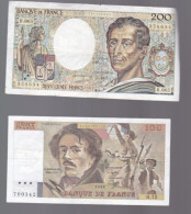 2 Billets  France   200 F  Montesquieu   Et  100 F  Delacroix  Petits Trous  D'  épingles - Otros – Europa