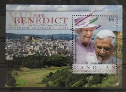 St. Vincent Canouan Block 10 Postfrisch Papst Benedikt XVI #GH031 - St.-Vincent En De Grenadines