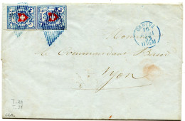 SUISSE - SBK 17II  5 RAPPEN BLEU SUR LETTRE DE GENEVE POUR NYON, 1853  - SIGNEE SCHELLER - 1843-1852 Correos Federales Y Cantonales