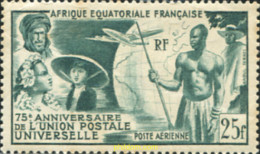 369898 MNH AFRICA ECUATORIAL FRANCESA 1949 75 ANIVERSARIO DE LA UPU - Ongebruikt