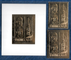 Ras Al Khaima 1969 Space Apollo 12 Kennedy And Von Braun GOLD IMPERF S/S + PERF & IMPERF Stamps Timbres OR MNH Rare - Asie