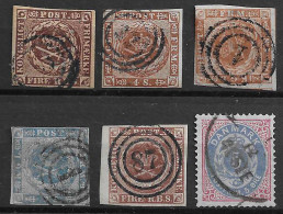 Danemark Six Timbres Anciens Oblitérés 1851/1875. Bonnes Valeurs. TB - Used Stamps