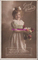 Greetings Postcard - Good Wishes, Girl With Flowers  DZ304 - Sonstige & Ohne Zuordnung